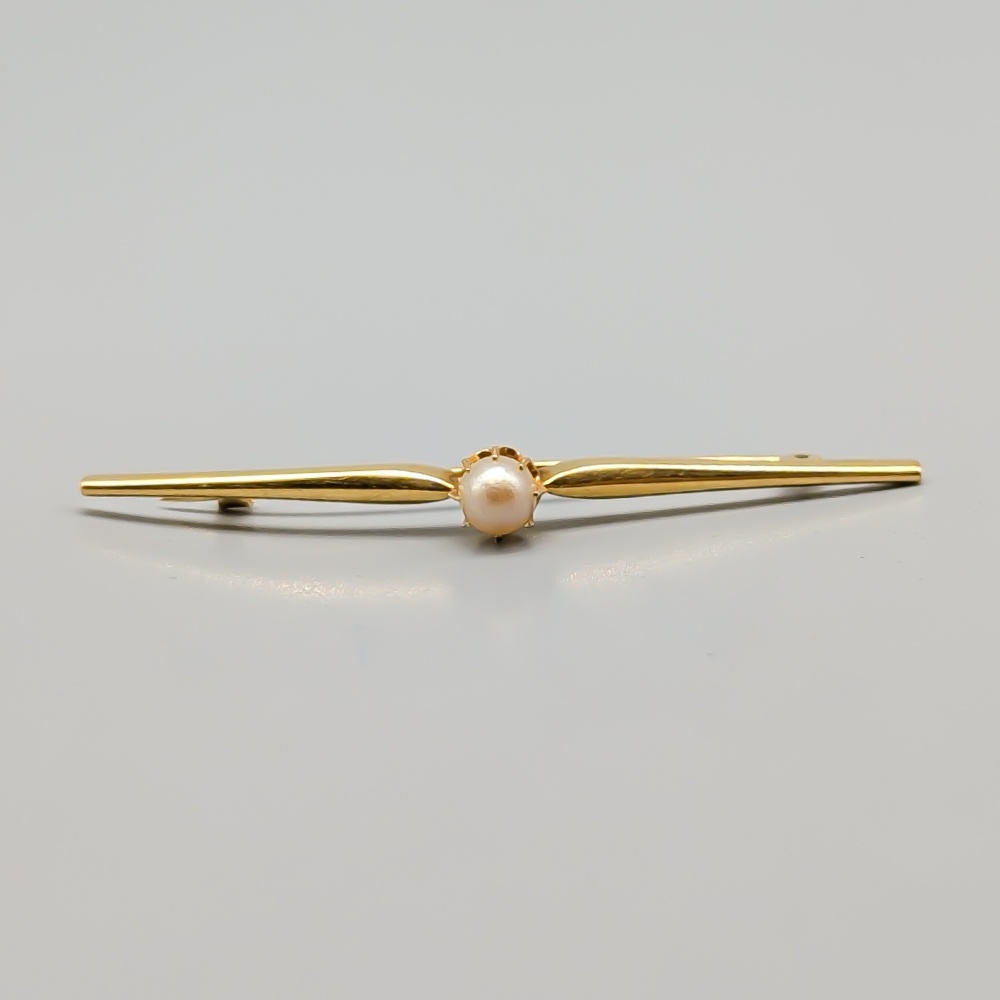 Brooch in Gold with Cultured Pearl 18K 2.11g 16mm - Image 2