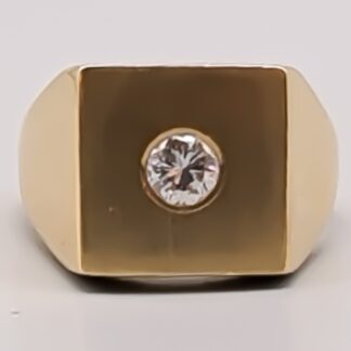 Signet Ring in Gold with Diamond 18K 21.63g 19.5mm