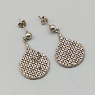 Earrings in Silver with White Stones S925 4.38g 32mm
