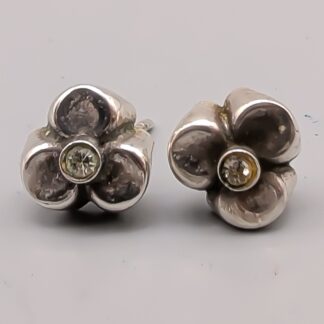 Earrings in Silver with White Stones S925 1.42g 8mm