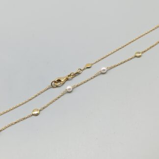 45.5cm Cable Chain in Gold with Cultured Pearls 18K 4.22g