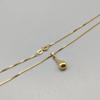 45.5cm Box Chain in Gold with Pendant Drop 18K 4.91g