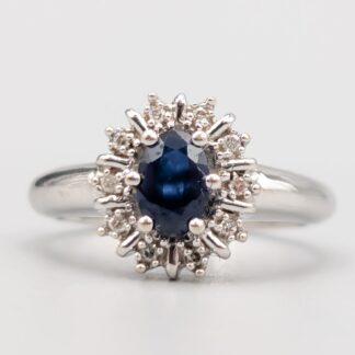 Camoséring i Vitguld med Diamanter och Blå Safir-2