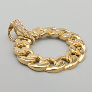 Pendant in Gold with White Stones 18K 3.78g 32mm