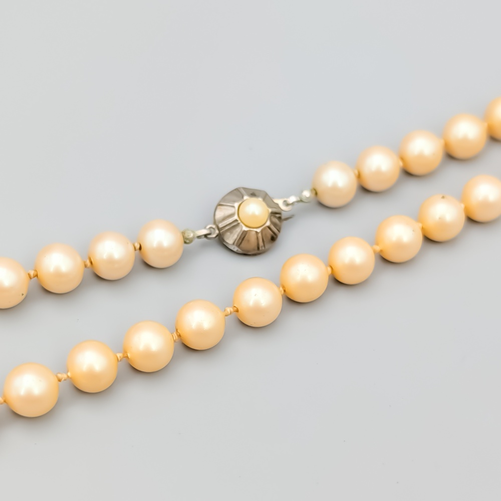 74.5cm Pearl Necklace with Clasp in Silver Faux Pearls S830 57.8g