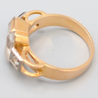 Ring i Flerfärgat Guld med Vita Stenar-0