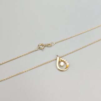 47.5cm Cable Chain in Gilded Silver with Pendant with White Stones S925 2.42g