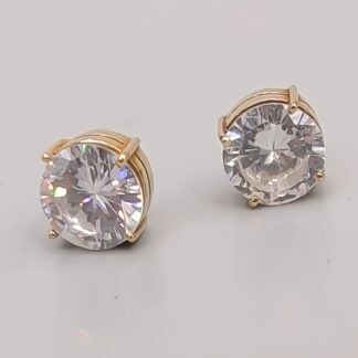 Earrings in Gold with White Stones 14K 6.95g 10mm