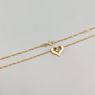 45.5cm Singapore Chain in Gold with Pendant with White Stone 18K 1.65g