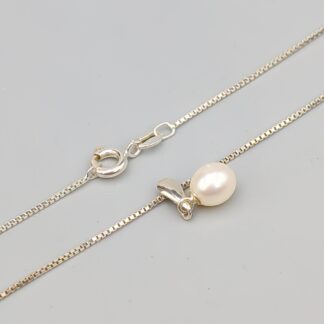 42cm Box Chain in Silver with Pearl S925 2.26g