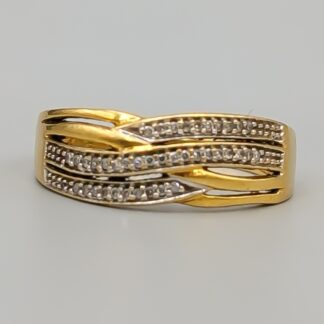 Diamond Ring in Multicolored Gold 18K 4.12g 18.75mm