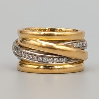 Diamond Ring in Multicolored Gold 18K 15.36g 16.75mm