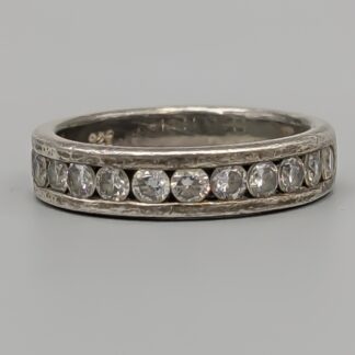 Wedding Band in Silver with White Stones S925 5.74g 18.75mm