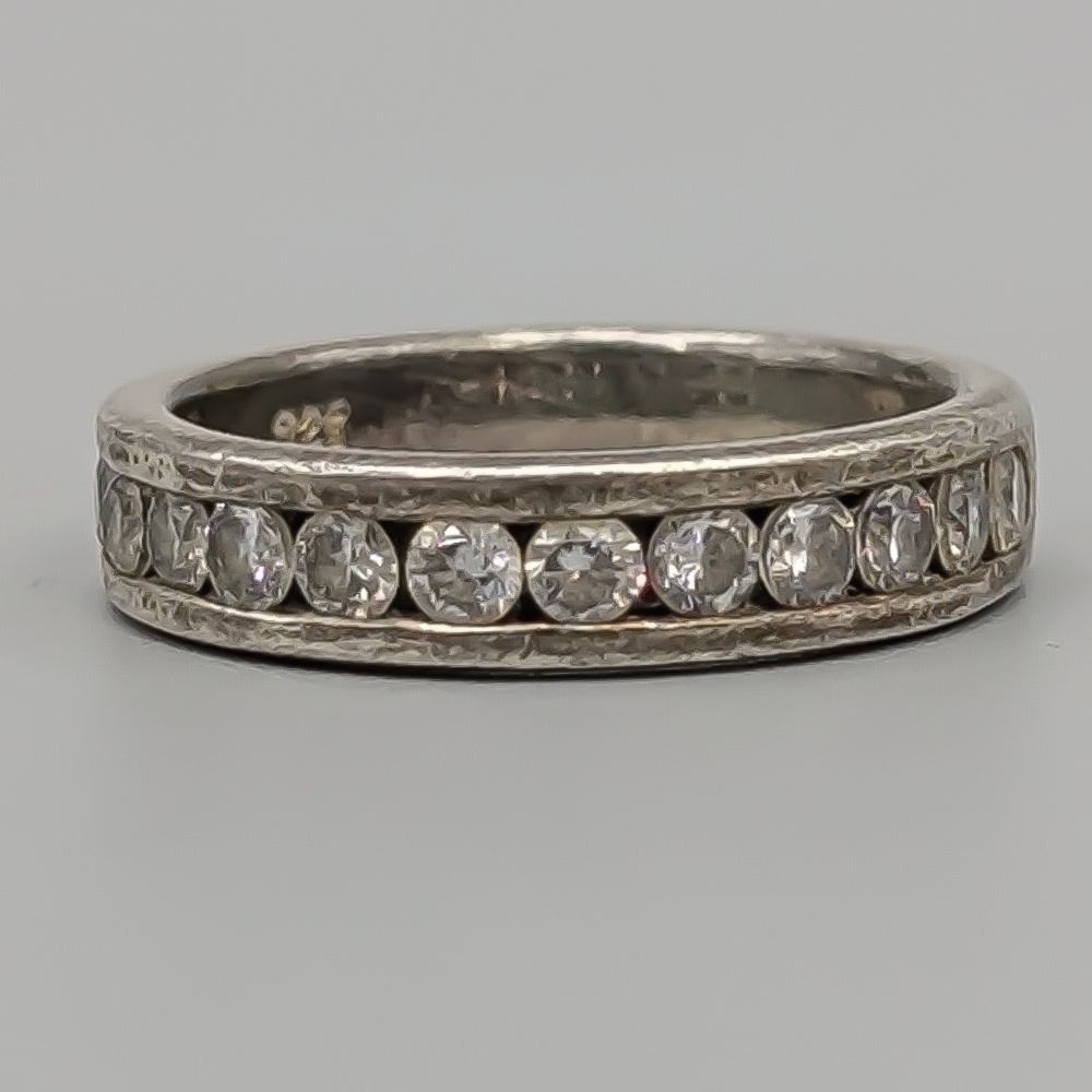 Wedding Band in Silver with White Stones S925 5.74g 18.75mm