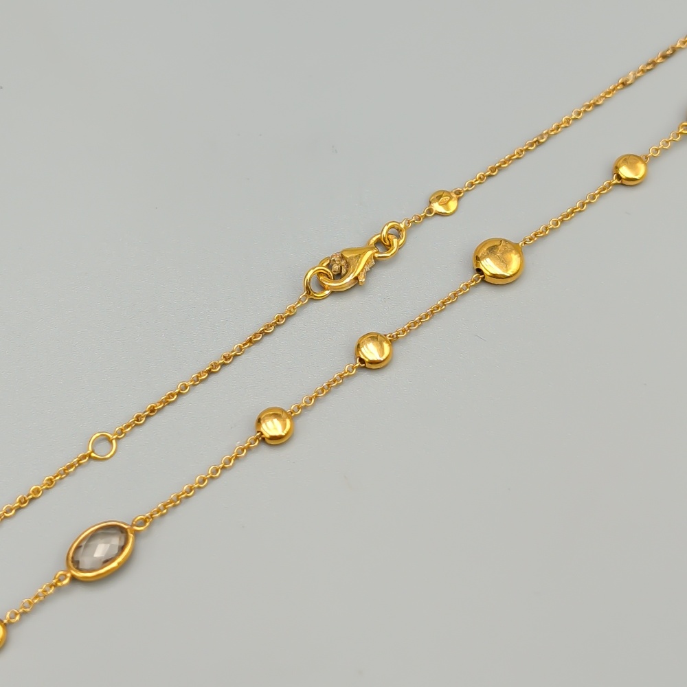 45.5cm Cable Chain in Gold with White Stones 18K 5.29g - Image 2