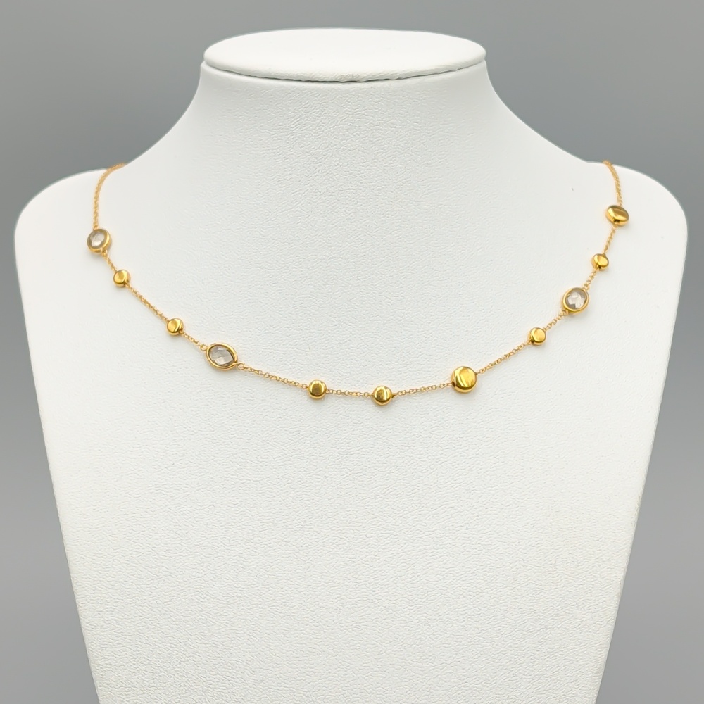 45.5cm Cable Chain in Gold with White Stones 18K 5.29g