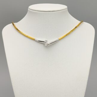 47.5cm Necklaces in Multicolored Gold with White Stones 14K 16.47g