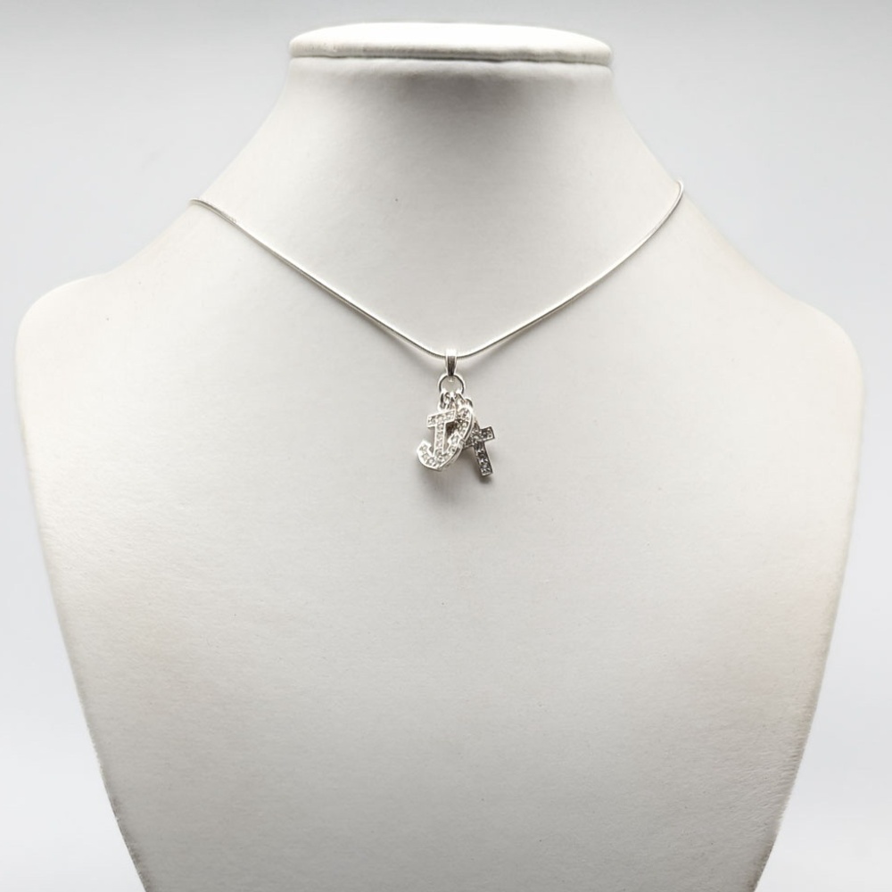 38cm Silver Necklace with faith hope and love S925 5.98g
