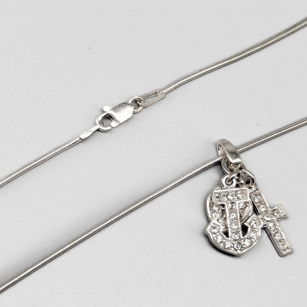 38cm Silver Necklace with faith hope and love S925 5.98g - Image 2